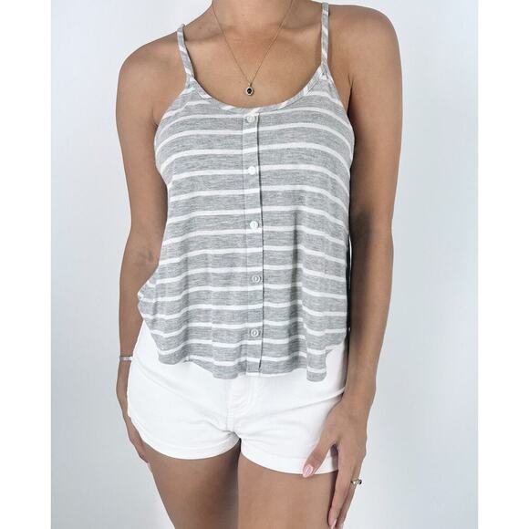 Ambiance Tops - Ambiance Apparel Grey Striped Racerback Tank Top Size Small